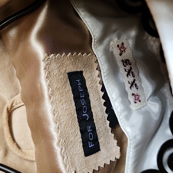 2 pc For Joseph Suede Jacket & XX3 Sheer Strawberry Top BUNDLE 2 PIECE both sz S - Picture 8 of 17